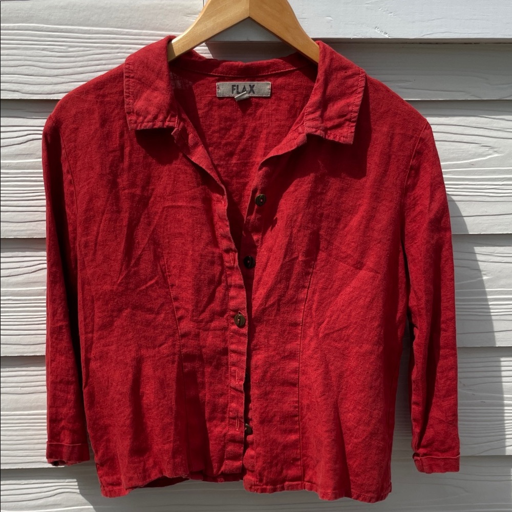 Flax Burnt Red Button Down Shirt